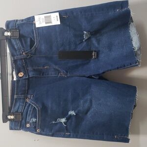 Nicole Miller NWT Soho High Rise Dark Blue Denim Shorts, 4